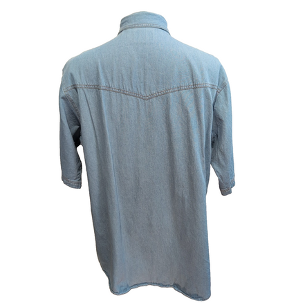 Chemise Western Plains XL jean bleu clair boutons pression manches courtes