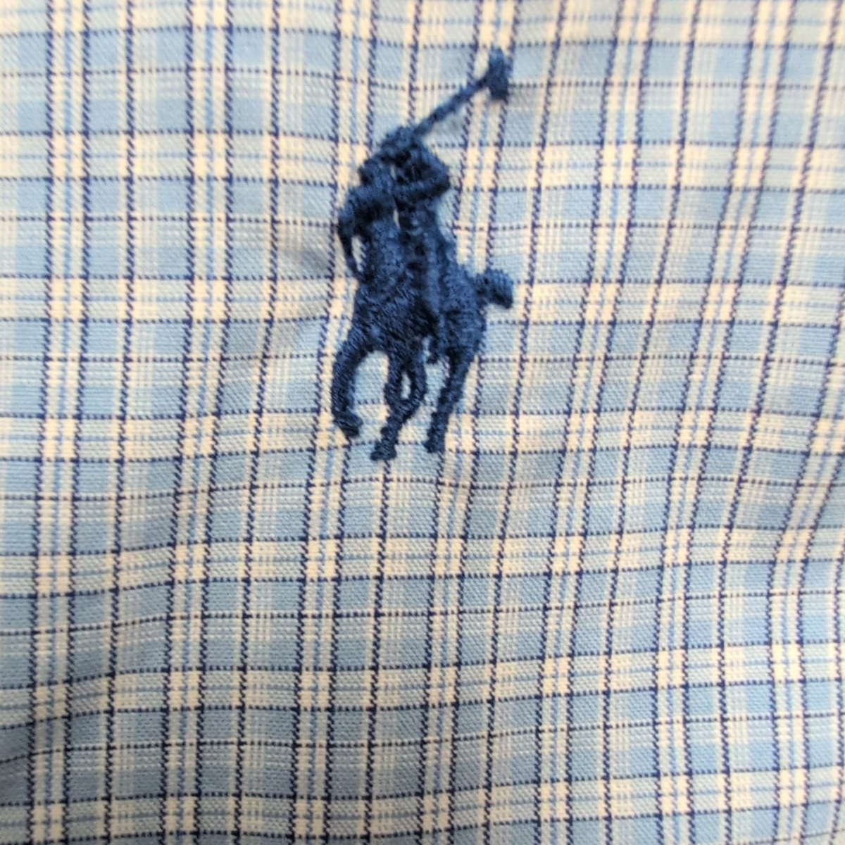Chemise Ralph Lauren M Classic Fit Bleue Carreaux 100% Coton Logo Bleu Marine