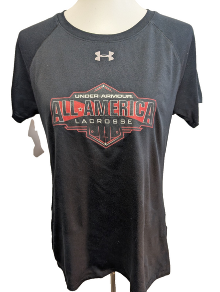T-shirt Under Armour All America Lacrosse Femme Noir Taille S Vintage