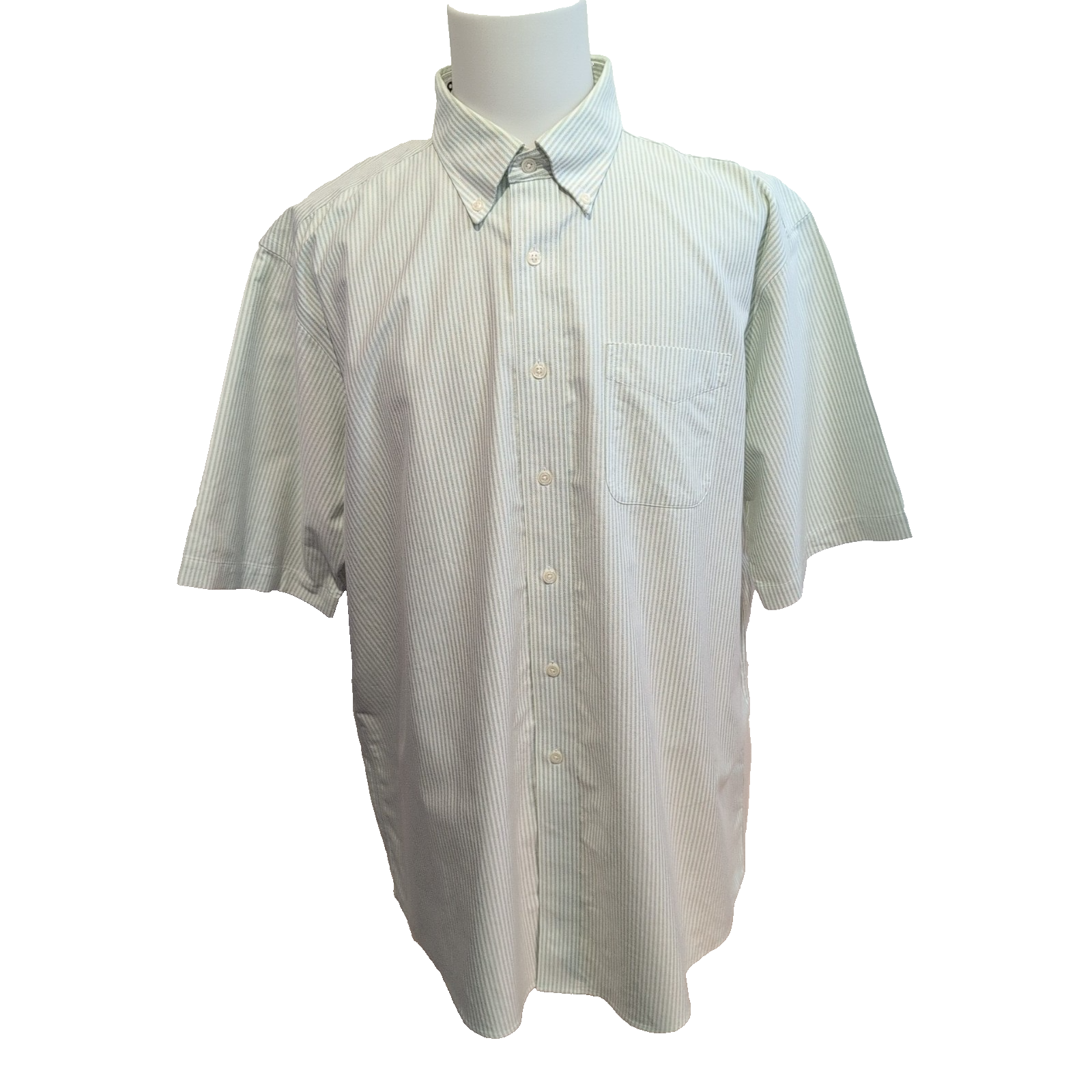 Chemise L.L. BEAN Homme XXL Vert Clair à Rayures Manches Courtes Poche