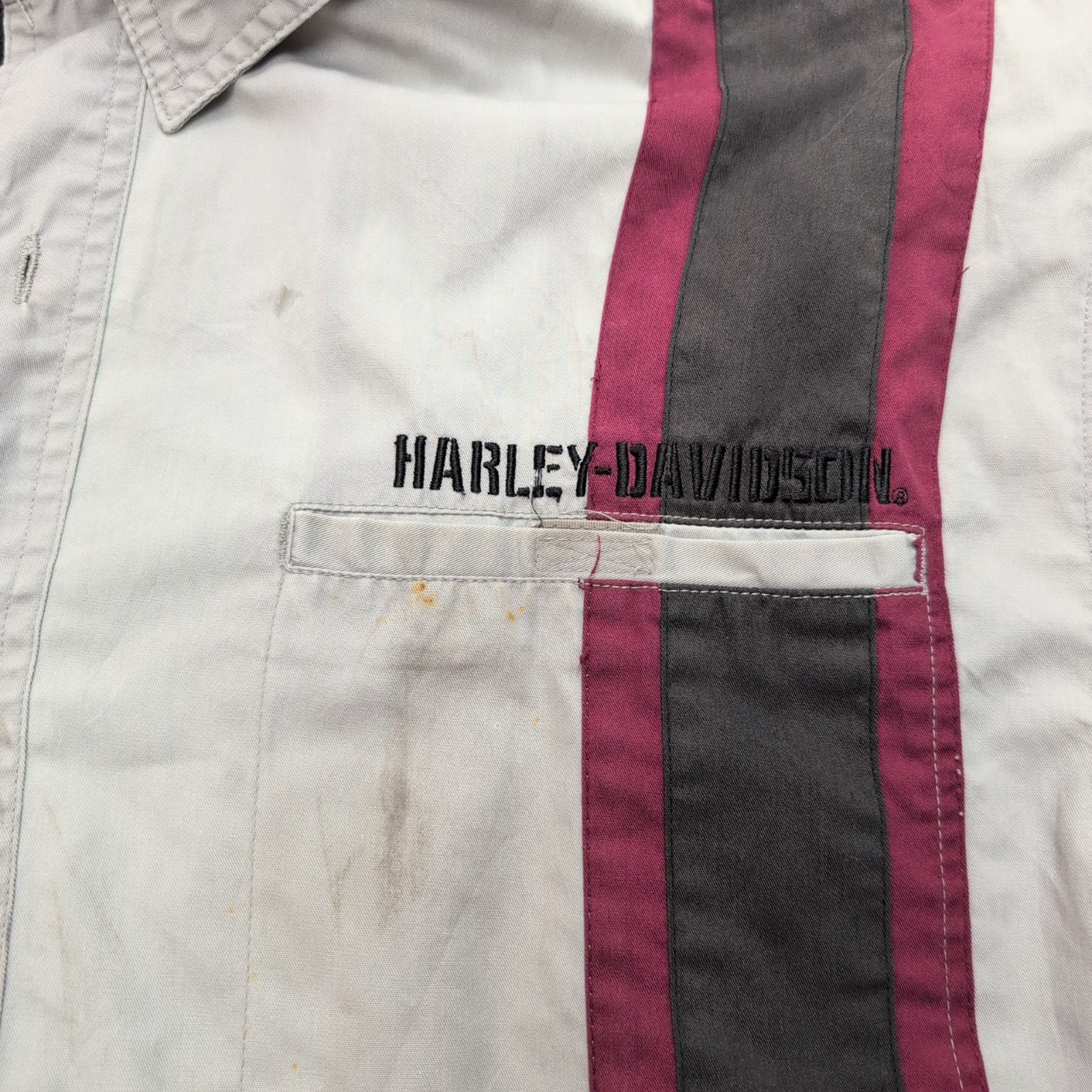 Chemise Harley Davidson 2XL Grise Manches courtes Ventilée Tête de Mort 2 Poches