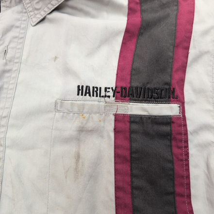 Chemise Harley Davidson 2XL Grise Manches courtes Ventilée Tête de Mort 2 Poches