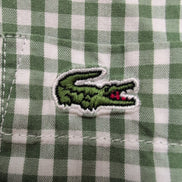 Chemise Lacoste 42 L Vert Blanc Vichy Regular Fit Logo Poche manches longues