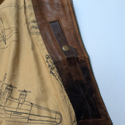 Scully Blouson Veste Cuir Véritable Vintage Marron Clair T44 XL Aviateur