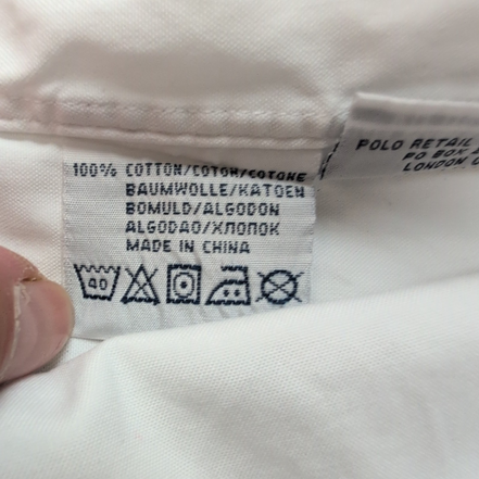 Chemise Polo Ralph Lauren Taille M Custom Fit Blanche Coton Logo Bleu Marine