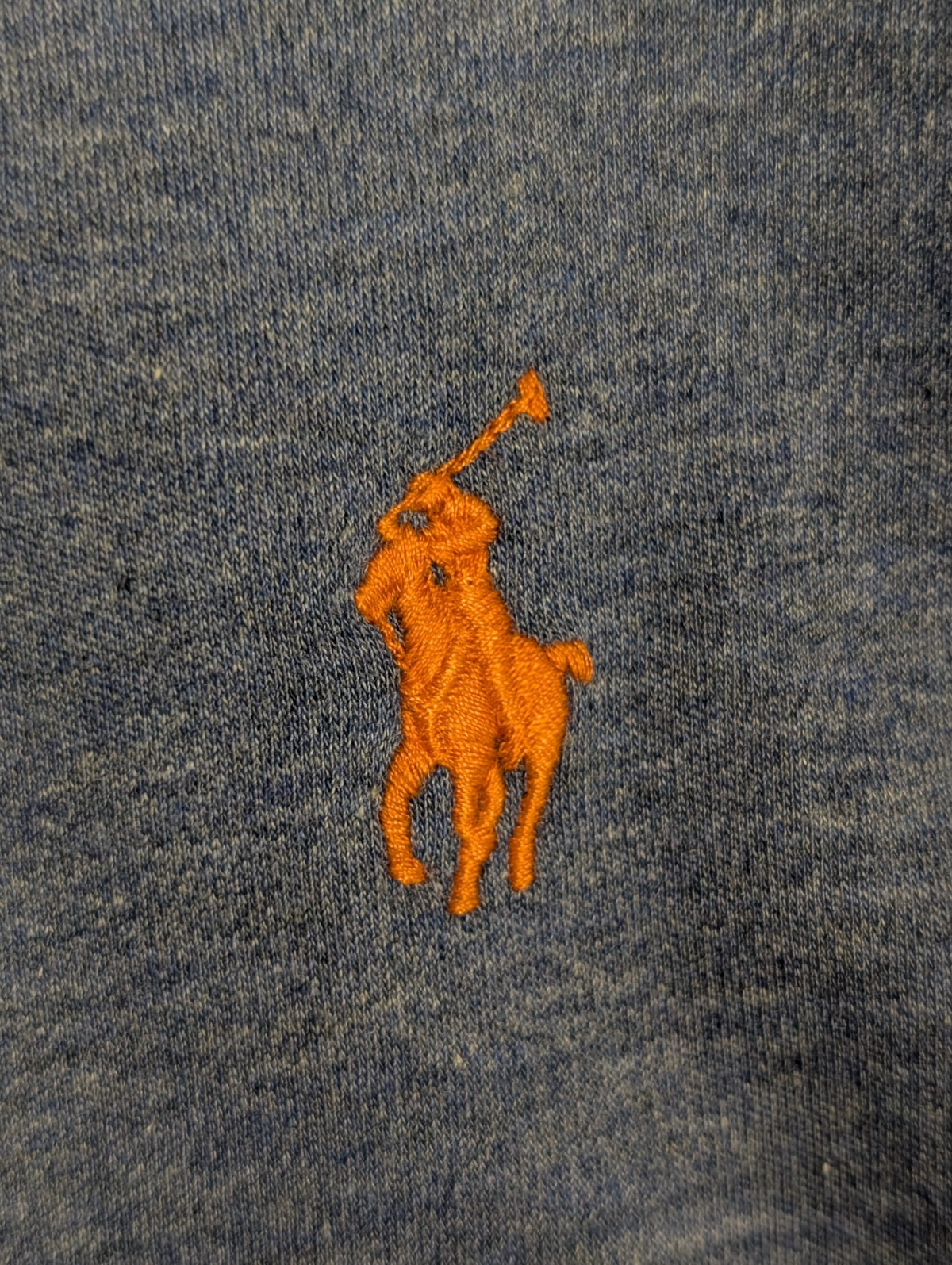 Polo manches courtes Polo Ralph Lauren XL bleu chiné logo orange Pima Soft Touch