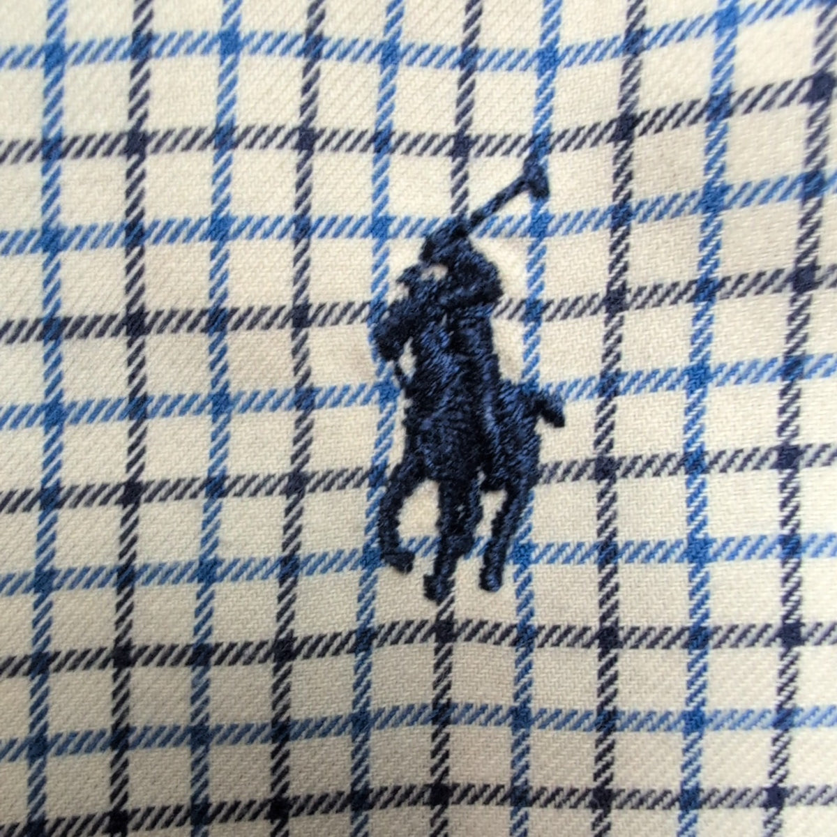 Chemise Ralph Lauren Ellington Homme M Blanche Carreaux Bleu Noir
