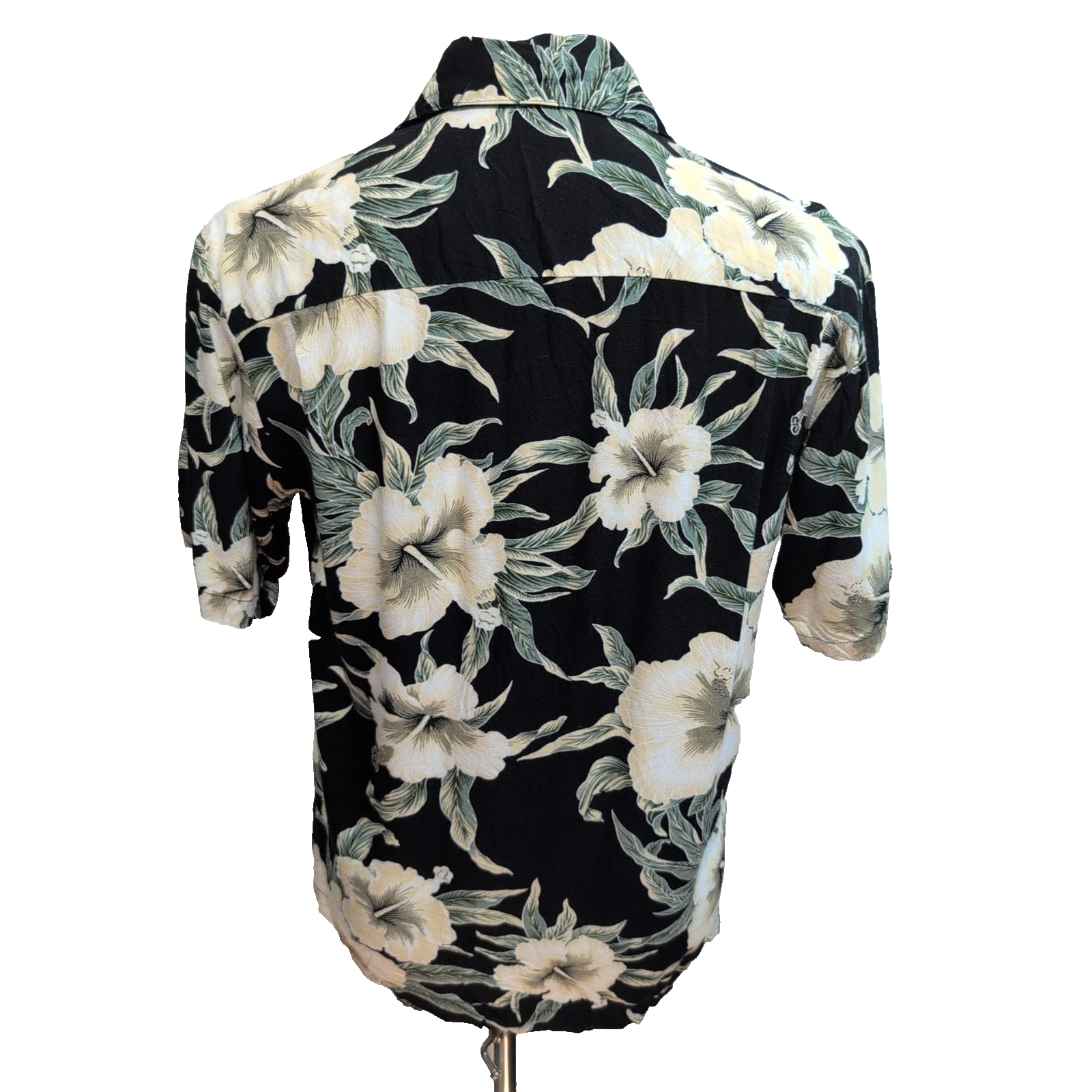 Chemise hawaïenne Sunny Island M noire fleurie 100% rayonne Hawaï