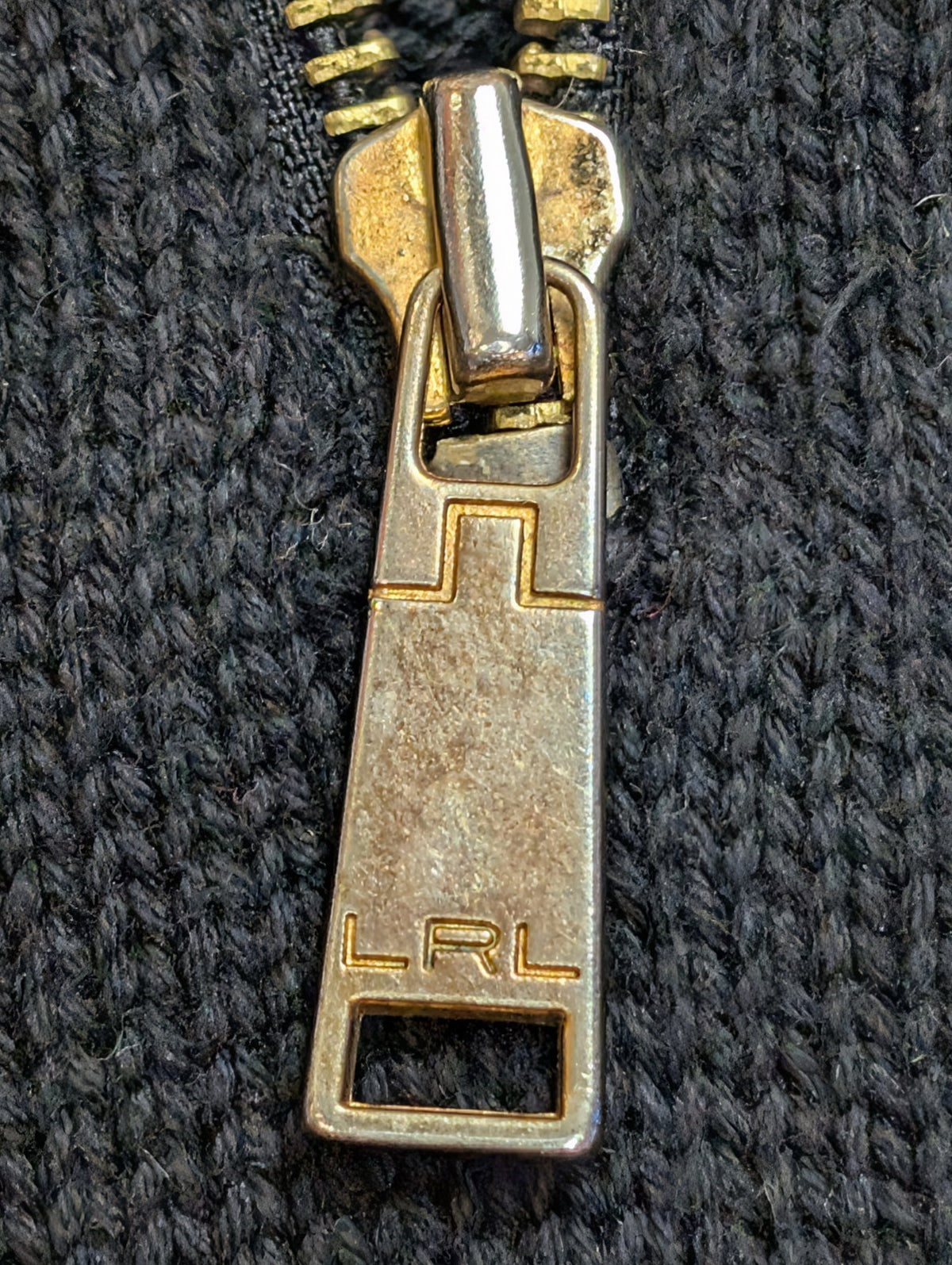 Pull Lauren Ralph Lauren femme S noir 100% coton col zippé boutons dorés