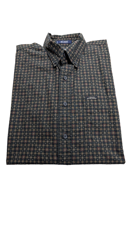 Chemise manches courtes Chaps Ralph Lauren L carreaux noir beige shirt