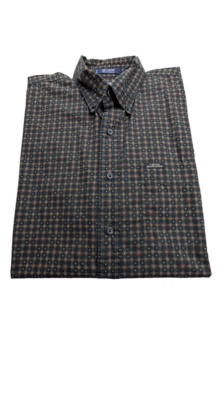 Chemise manches courtes Chaps Ralph Lauren L carreaux noir beige shirt
