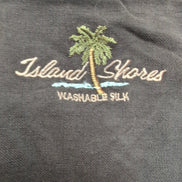 Chemise Hawaïenne Island Shores L 100% Soie Marron Cuba Panama manches courtes