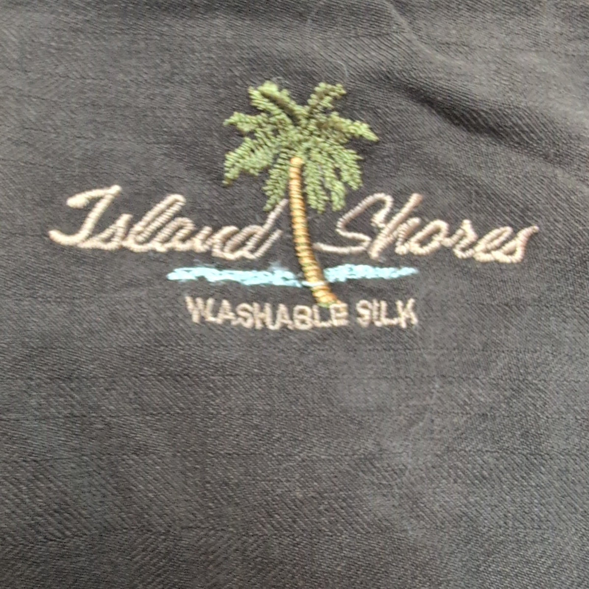 Chemise Hawaïenne Island Shores L 100% Soie Marron Cuba Panama manches courtes