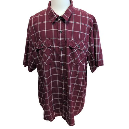 Chemise Wrangler stretch manches courtes bordeaux à carreaux 2 poches 3XL / 4XL