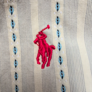 Chemise Ralph Lauren S Jaune Rayures Gaufrées Logo Rouge Manches Courtes