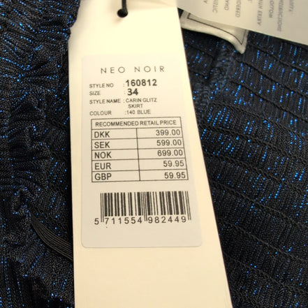 Mini Jupe Neo Noir Femme T34 Bleu Brillante Stretch Neuve Étiquette