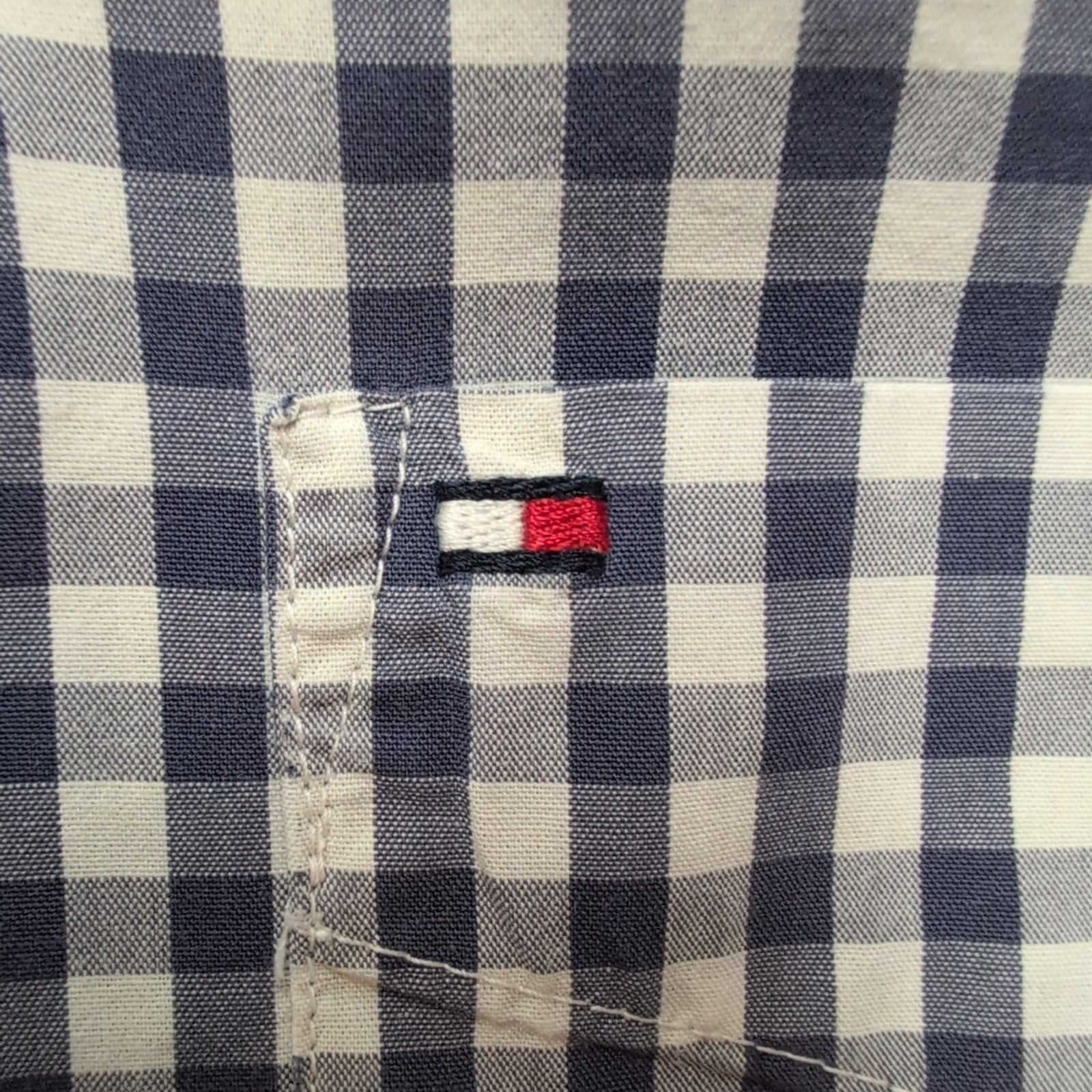 Chemise Tommy Hilfiger à Petits Carreaux Bleu et Blanc - Taille M