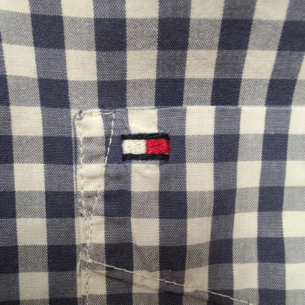 Chemise Tommy Hilfiger à Petits Carreaux Bleu et Blanc - Taille M