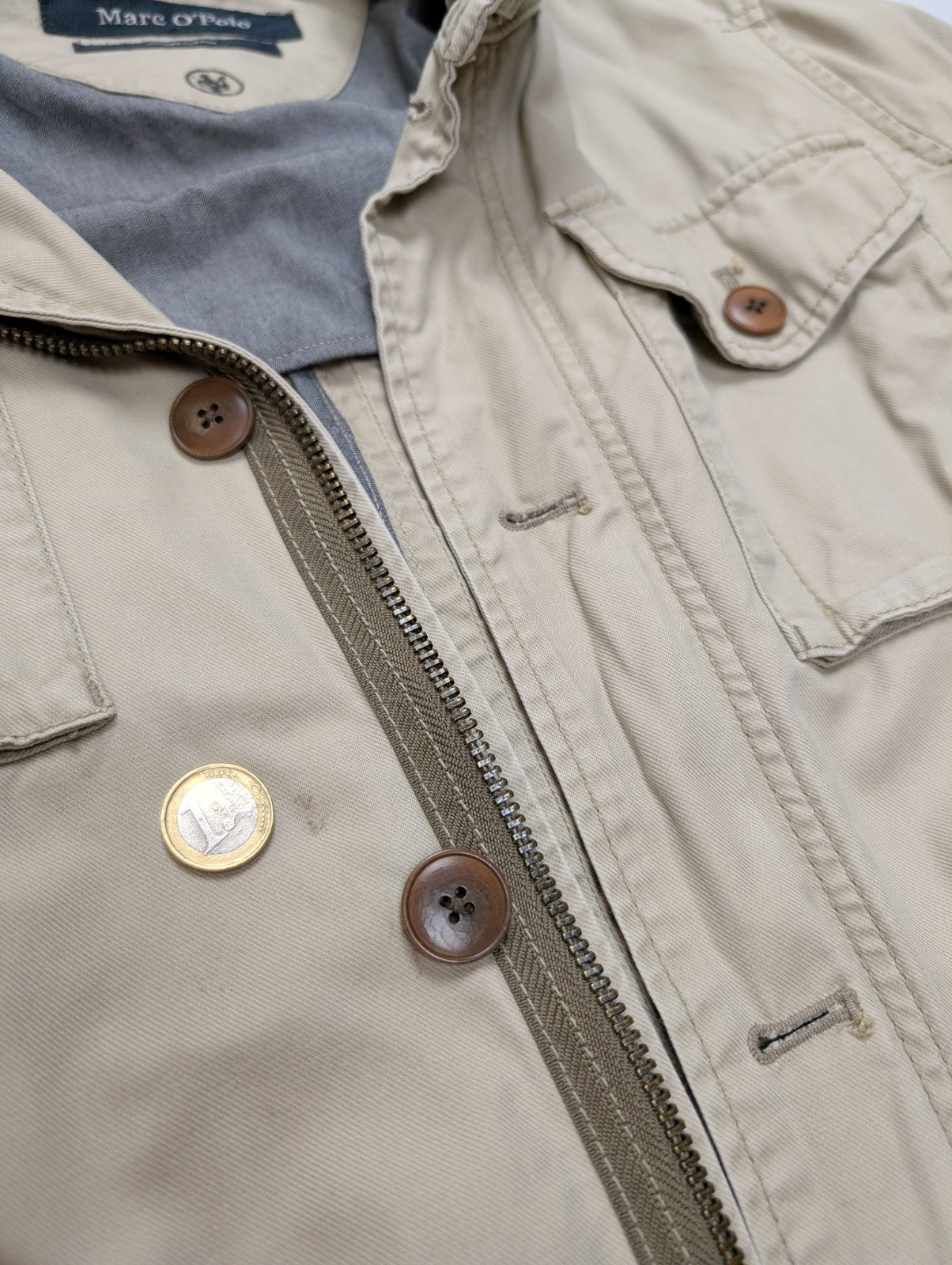 Marc O'Polo Veste Blouson Coton Crème Beige M Capuche Col Field Jacket | 313BSR
