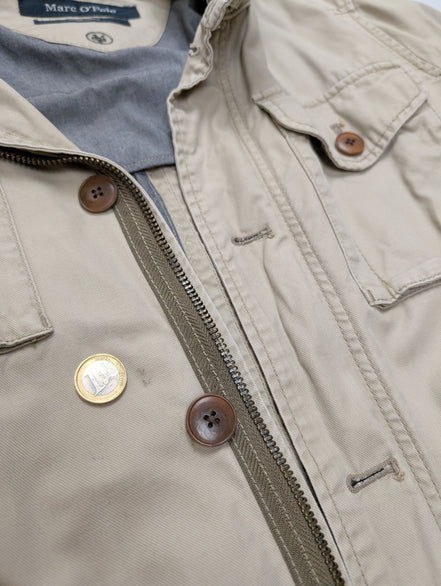 Marc O'Polo Veste Blouson Coton Crème Beige M Capuche Col Field Jacket | 313BSR