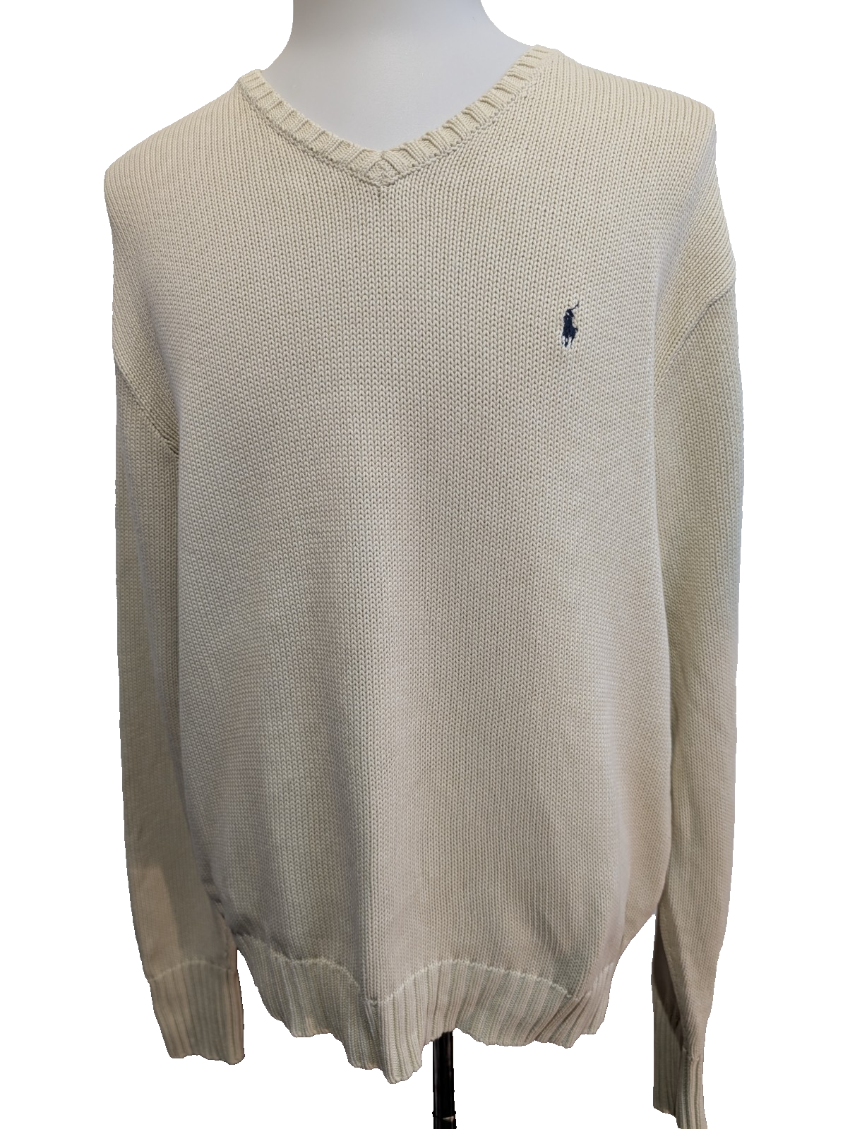 Pull POLO Ralph Lauren - Blanc Cassé - Logo Marine - Taille XL/XXL