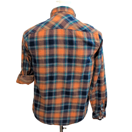 Chemise Epic Threads XL Junior carreaux orange bleu coton double épaisseur