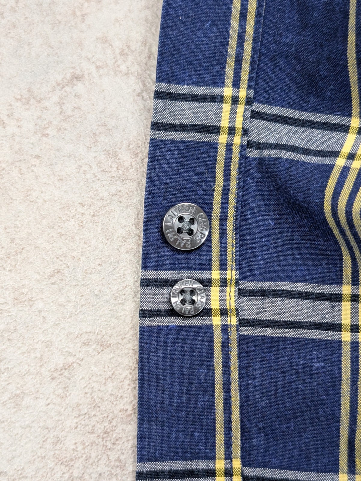 Chemise shirt Chaps Ralph Lauren L carreaux bleu jaune coton button down