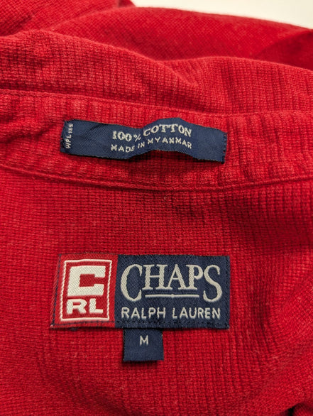 Chemise CHAPS rouge uni manches courtes taille M logo brodé 1 poche homme