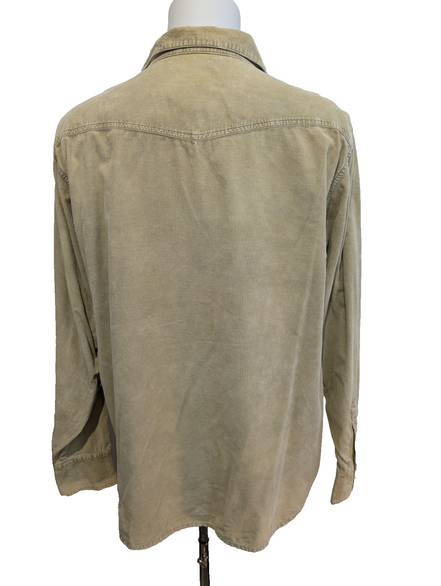 Chemise Western T.L Velours Côtelé Crème MO55 ISSUE Boutons Nacrés Vtg
