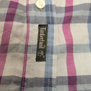 Chemise TIMBERLAND Homme L/XL à Carreaux Crème et Bordeaux Logo Brodé