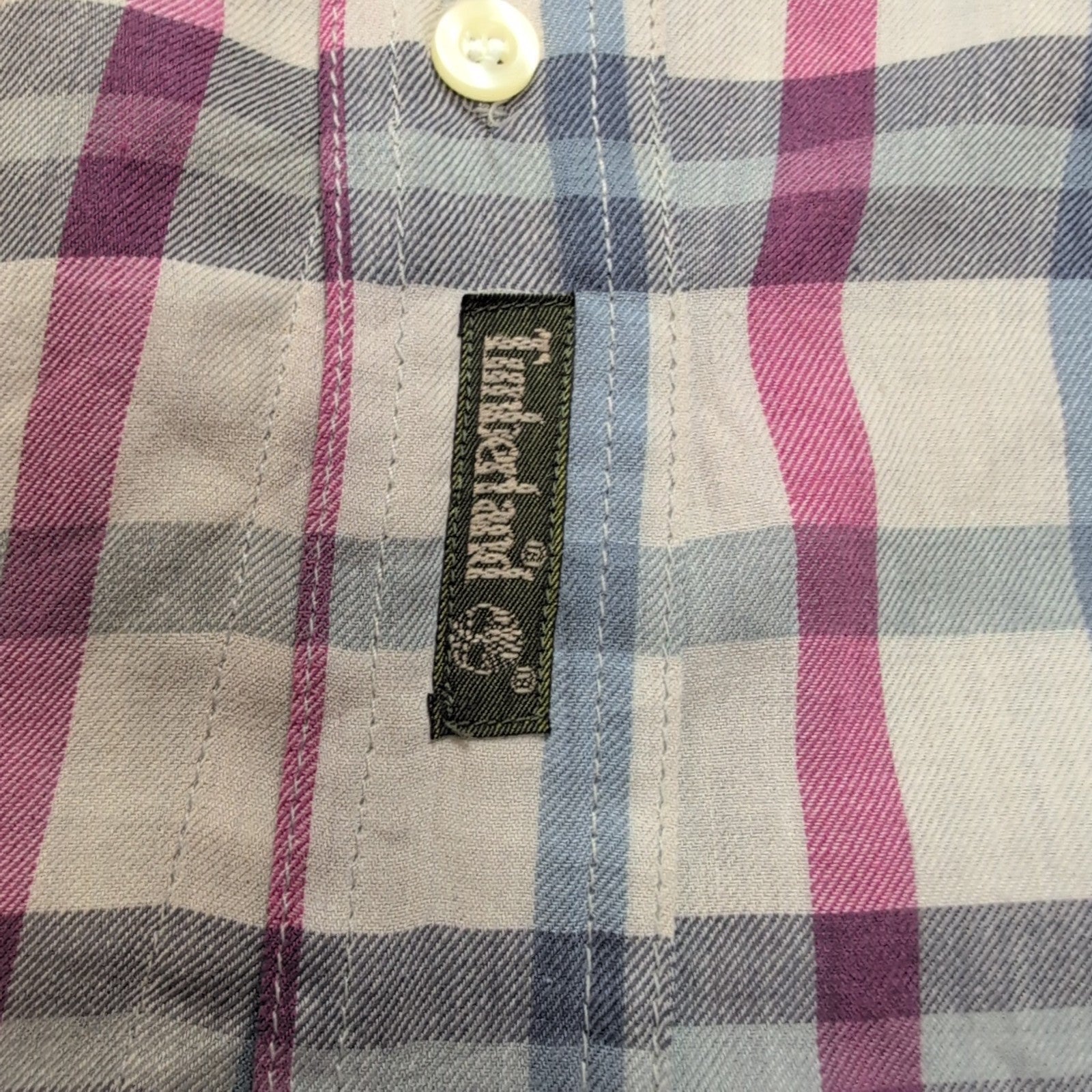 Chemise TIMBERLAND Homme L/XL à Carreaux Crème et Bordeaux Logo Brodé