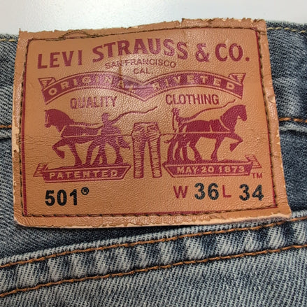 Levi’s 501 Jean Homme W36 L34 Bleu Grunge Destroy Vintage Pantalon