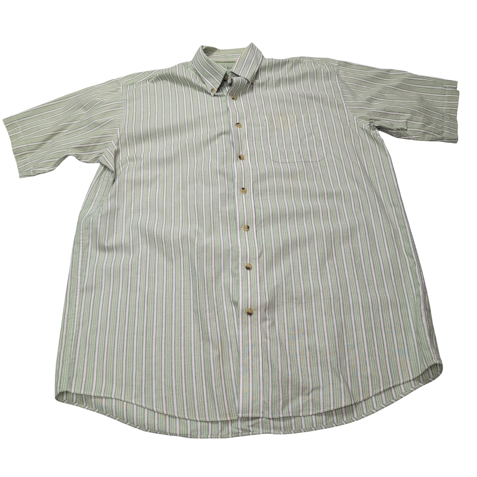Chemise L.L. Bean verte à rayures manches courtes taille L #29e
