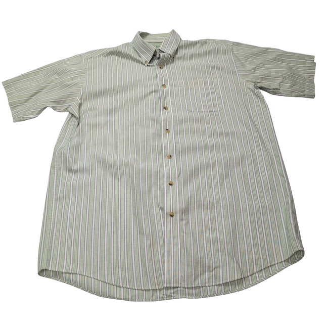 Chemise L.L. Bean verte à rayures manches courtes taille L #29e