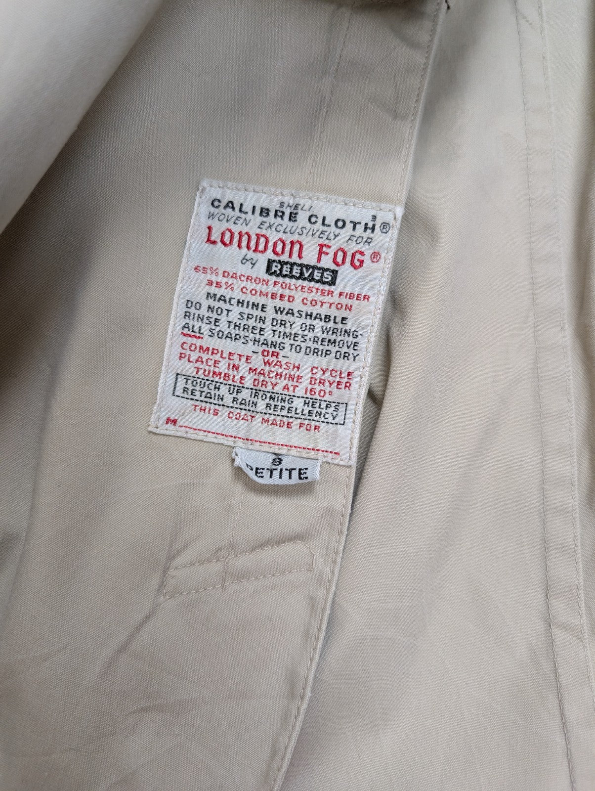 Trench-Coat Long London Fog Femme M Beige Crème Classique Imperméable