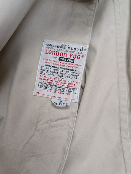 Trench-Coat Long London Fog Femme M Beige Crème Classique Imperméable
