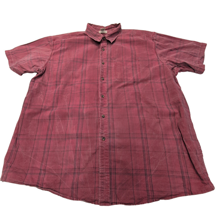 Chemise L.L. Bean rouge à carreaux noirs manches courtes taille XXL #138e