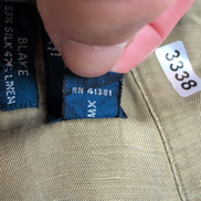 Chemise Ralph Lauren Blake XL Soie Lin Kaki Logo Bleu Marine mancheslongues