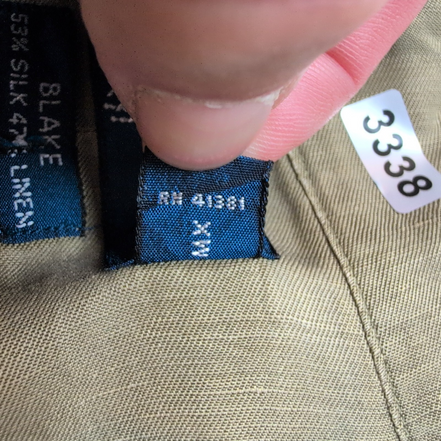 Chemise Ralph Lauren Blake XL Soie Lin Kaki Logo Bleu Marine mancheslongues