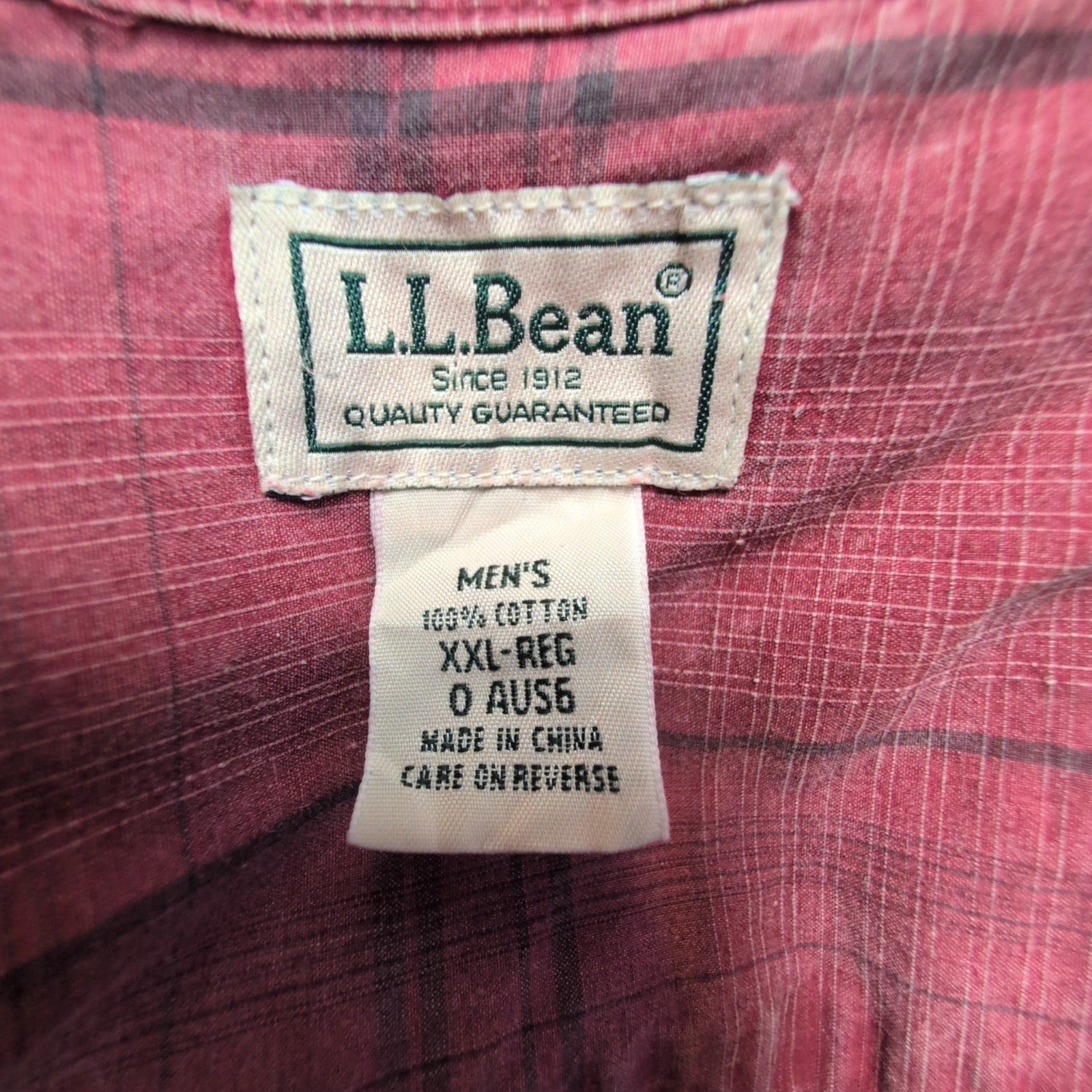Chemise L.L. Bean rouge à carreaux noirs manches courtes taille XXL #138e