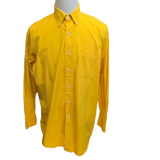 Chemise Ralph Lauren Classic Fit L Jaune Made in Peru Sans Logo Coton