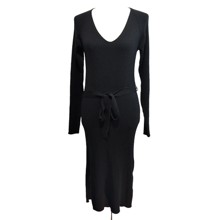 Robe Vero Moda XL Noire Maille Ceinture Manches Longues Neuve Étiquette