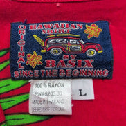 Chemise hawaïenne Basix M vert jaune rouge perroquets 100% rayonne manches court