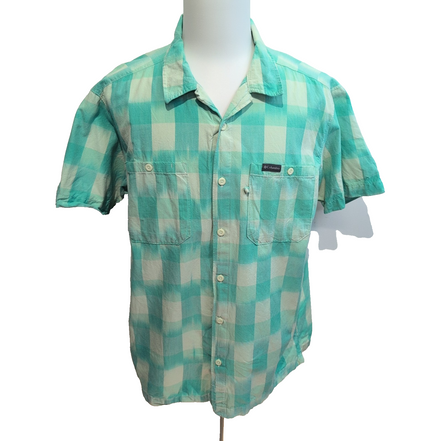 Chemise Columbia M vert carreaux manches courtes 2 poches outdoor