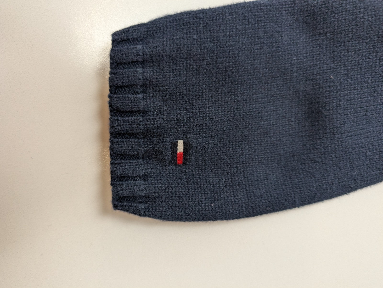 Pull Tommy Hilfiger Femme Rare Col Montant à Pressions - Marine & Blanc M