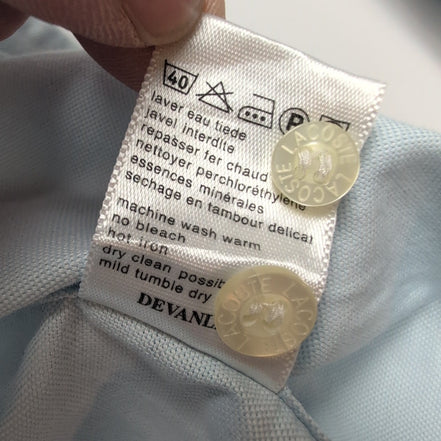 Chemise Lacoste 40 M L Hong Kong bleu clair logo vert coton manches longues