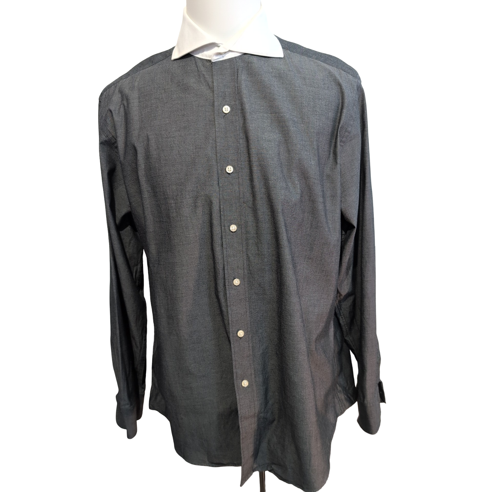 Chemise TOMMY HILFIGER Grise à Col Blanc Winchester Manches Longues - Taille XL