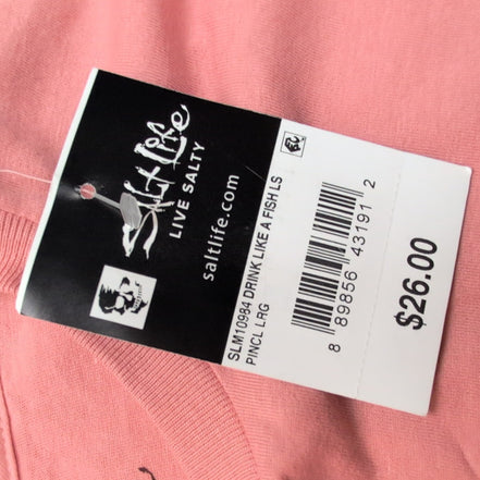T-shirt Salt Life Manches Longues Saumon Taille L Coton Surf Neuf avec étiquette