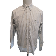 Chemise Lacoste M 40 Blanche Carreaux Bleus Vintage Logo Brodé Coton