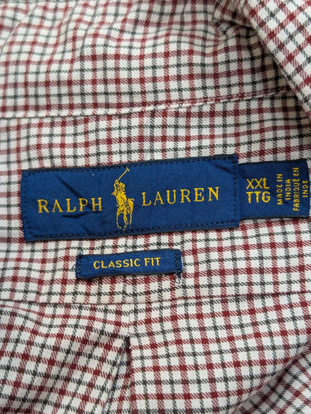 Chemise Ralph Lauren XXL Flanelle Carreaux Rouge Noir Shirt Button Down 3153